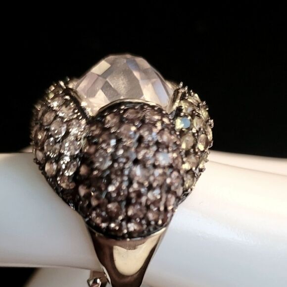 Cocktail Ring Gilded sterling silver and crystal - Picture 2 of 5